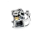 Silver teddy bear charm with golden heart and gift box for DIY charm bracelets - Teddy Bear Gift (14)