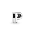 Polished silver alloy letter P charm bead for DIY personalized jewelry bracelets - Letter P Style(16)