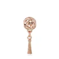 Detail of rose gold openwork heart bead with elegant tassel pendant for charm bracelets - Copper / Rose Gold