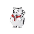 Silver polar bear charm with red scarf and Santa Stop Here sign for DIY bracelets - Polar Bear Sign (16)