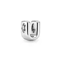 Polished silver letter U alphabet charm bead for DIY charm bracelets and necklaces - Letter U Style(21)