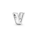 Polished silver alloy letter V bead charm for DIY bracelet and necklace jewelry - Letter V Style(22)