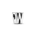 Polished silver alloy letter W charm bead for personalized DIY bracelets and necklaces - Letter W Style(23)