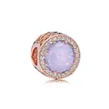 Rose gold round bead charm with faceted lavender stone and white zircon stones - Light Purple Main Stone(1)