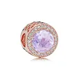 Rose gold charm bead with faceted lavender cat's eye stone and white crystals - Lavender Main Stone(2)