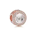 Rose gold round charm with multifaceted white cat eye stone and sparkling crystals - White Main Stone(3)