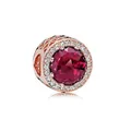 Rose gold charm with faceted purple cat eye stone and pavé crystal border - Pink-Purple Main Stone(6)