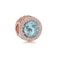 Rose gold charm bead with light blue center stone and white zircon pavé setting - Light Blue Main Stone(7)