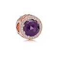 Rose gold charm featuring a faceted purple stone and sparkling white crystal halo - Purple Main Stone(9)