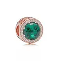 Rose gold charm with faceted green stone and white zircon halo for DIY bracelets - Green Main Stone(10)