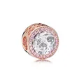 Rose gold charm bead with pink crystals and translucent stone for DIY bracelets - Pink Main Stone(15)