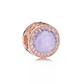 Rose gold charm bead with lavender central stone and pink micro-pave setting - Pale Purple Main Stone(16)