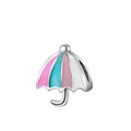 Macro-opname van paraplu-bedel met roze blauw email en glitter op zilver metaal - Roze Blauw Wit Kleurblok (02)