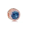 Rose gold bead with dark blue stone and heart hollow patterns for DIY bracelets - Deep Blue Main Stone(20)