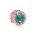 Rose gold charm featuring a green faceted stone with heart texture and pink gems - Green Main Stone(23)