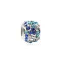 Funkelndes Pavé-Charm mit blau-weißen Kristallen für DIY-Armband-Schmuckherstellung - Blau Weiß Verlauf Silberne Basis