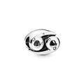 Polished silver Cancer zodiac charm with small white zircons for DIY jewelry - Cancer (F6)