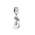 Macro detail of silver rat zodiac charm with textured hanging ring for DIY jewelry - Rat