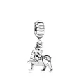 Detailed silver alloy dog charm with wavy loop for DIY bracelet or necklace jewelry - Tiger