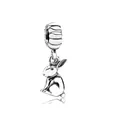 Macro shot of a silver rabbit charm pendant with detailed carvings for DIY bracelets - Rabbit