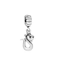 Detailed view of a silver snake charm with black zircon eyes for DIY jewelry - Snake
