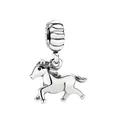 Detail of silver horse charm with threaded bail for DIY bracelets and necklaces - Horse
