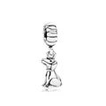 Detailed macro view of silver zodiac dog charm with stripe pattern bead loop - Dog