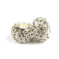 Sparkling silver charm beads with clear crystals for DIY bracelet making and jewelry design - White
