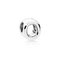 Polished silver metal spacer bead with mirror finish for DIY charm bracelets - Letter O