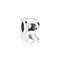 Polished silver alphabet R charm bead with side hole for customized bracelets - Letter R