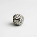 Polished silver floral bead charm with white enamel petals for DIY bracelets - Hollow Flower Ball Style (H1-11) / White