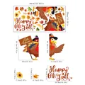 Details zum Erntedankfest-Wandsticker-Set mit Truthahn, Sonnenblumen und Maßen - Hallo Herbst Truthahn Stil (DJ4045)