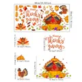 Thanksgiving Fensterbilder Set mit Truthahn, Kürbis, Herbstblättern und festlichem Schriftzug - Fröhliches Erntedankfest Truthahn Stil (DJ4046)