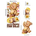 Cartoon bear and bee sunflower wall decals set for kids room decor 30x60cm - 30x60cm (1 Sheet)