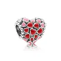Charm a cuore in argento con smalto rosa e rosso per bracciali con ciondoli - Stile Cuori in Smalto Rosso Rosa (K1-03)