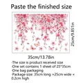 Pink floral vine wall stickers with cherry blossoms and butterflies for bathroom decor - 25x35cm