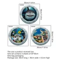 3D ocean theme submarine porthole wall stickers set with shark and sea turtle designs - Undersea World Submarine Porthole Style (ATW4033-ZC)