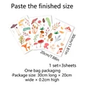 Set di 3 adesivi murali con funghi cartone animato per decorazione d'interni fai-da-te - Stile Fungo Illustrazione ad Acquerello (MS3141-YL) / 3 pezzi/confezione (20*30cm)