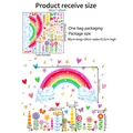 Adesivi murali arcobaleno e cuore per cameretta bimbi, set di 3 fogli 30x90cm decoro - Stile Fiore Arcobaleno (BM8052)