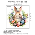 Détail du sticker mural lapin de Pâques aquarelle 30x30cm avec fleurs et œufs décoratifs - Style Lapin Brun Œuf Floral (MS4388C)