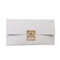 Borsa a busta bianca lucida con texture coccodrillo e fibbia geometrica in metallo dorato - Bianco