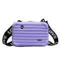 Mini borsa a scatola viola stile valigia con tracolla larga stampata LOVE moda - Violetto
