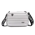 Mini borsa a tracolla argento a forma di valigia con guscio rigido e cinturino - Argento
