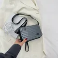 Grey mini suitcase crossbody bag with Forever Young strap and vertical stripe pattern - Gray