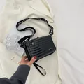 Mini black suitcase crossbody bag with grooved hardshell and logo fabric strap - Black