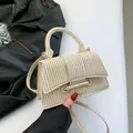 Sac bandoulière tissé de style français en beige et marron avec poignée élégante - Kaki