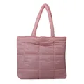 Rosa gesteppte Daunen-Tote-Bag mit großem Fassungsvermögen und quadratischen Nähten - Rosa
