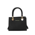 Schwarze Handtasche aus Krokodilleder-Imitat mit elegantem, gewebtem Rundgriff - Schwarz