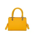 Bright yellow crocodile pattern tote bag with woven handles and crossbody strap - Yellow