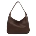 Bolso hobo minimalista en cuero sintético marrón oscuro con gran capacidad y correa - Marrón